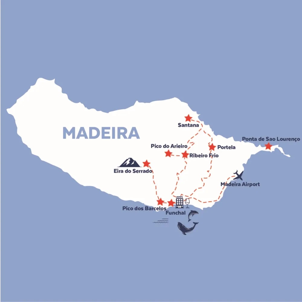 Tour map for Highlights of Madeira