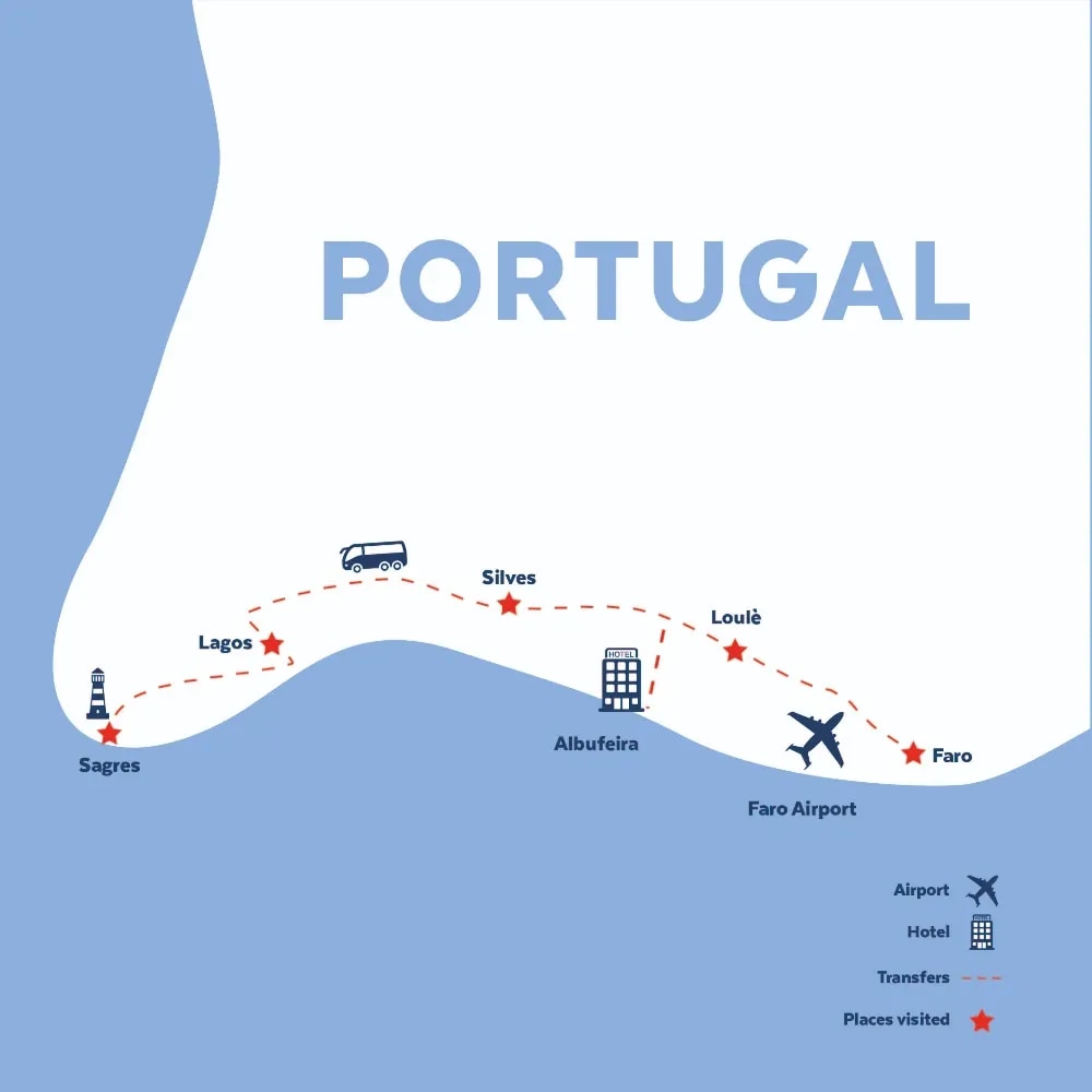 Tour map for The Algarve Coast & Country
