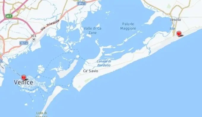 Tour map for The Venetian Riviera - Light & Relaxed