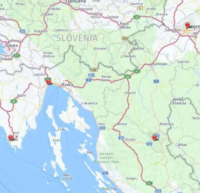 Tour map for Undiscovered Croatia