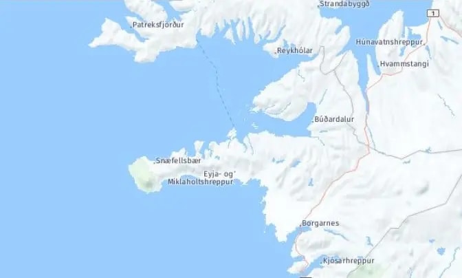 Tour map for Iceland & the Northern Lights - 3 Nights