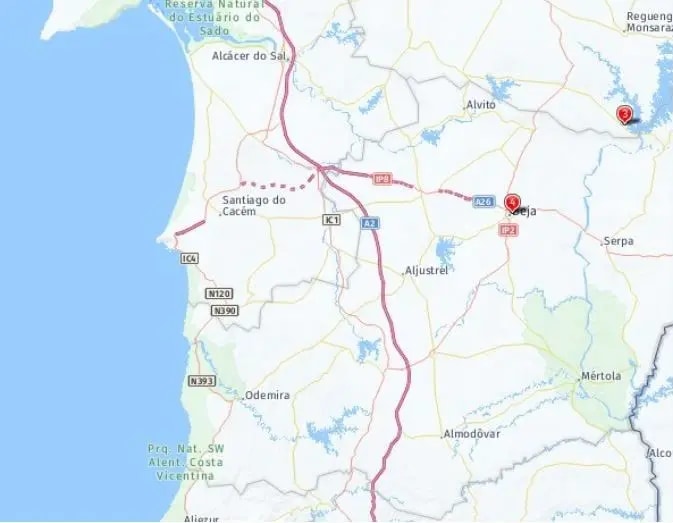 Tour map for Discover Alentejo including Evora and the Algarve - Solo Traveller