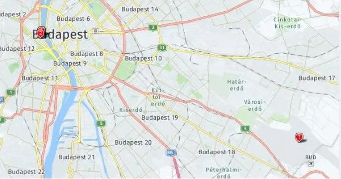 Tour map for Budapest City Break