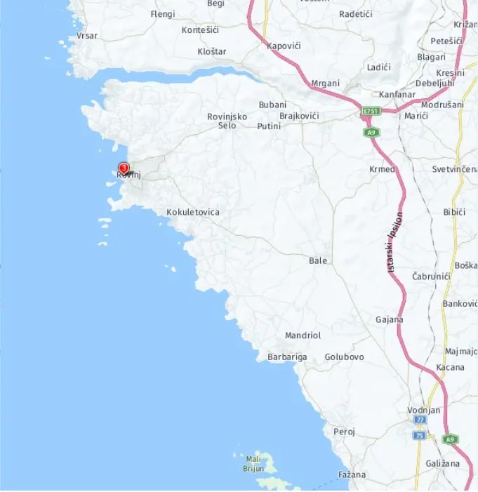 Tour map for Croatia's Istrian Coast