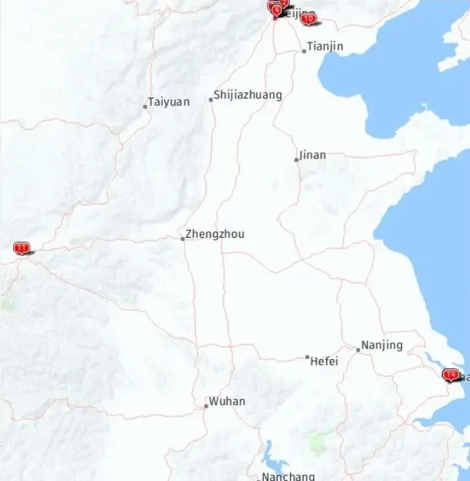 Tour map for Beijing, Xi'an & Shanghai - Solo Traveller