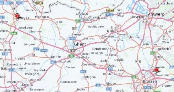 Tour map for Bruges City Break