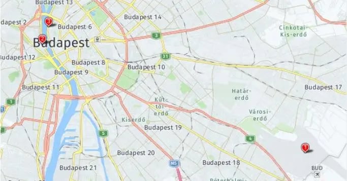 Tour map for Budapest Christmas Markets