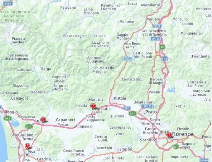 Tour map for Christmas in Tuscany - Solo Traveller