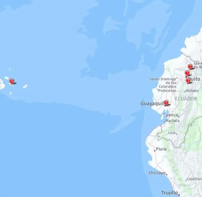 Tour map for Discover Ecuador & The Galapagos Islands - Unique Small Group