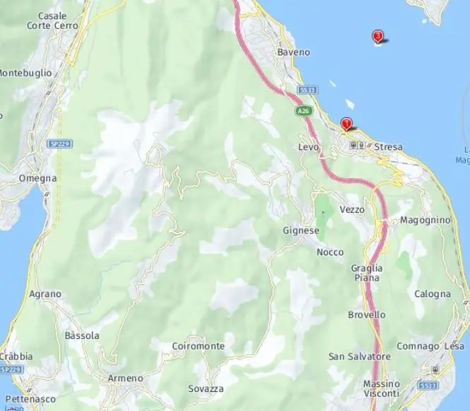 Tour map for Gardens of Lake Maggiore