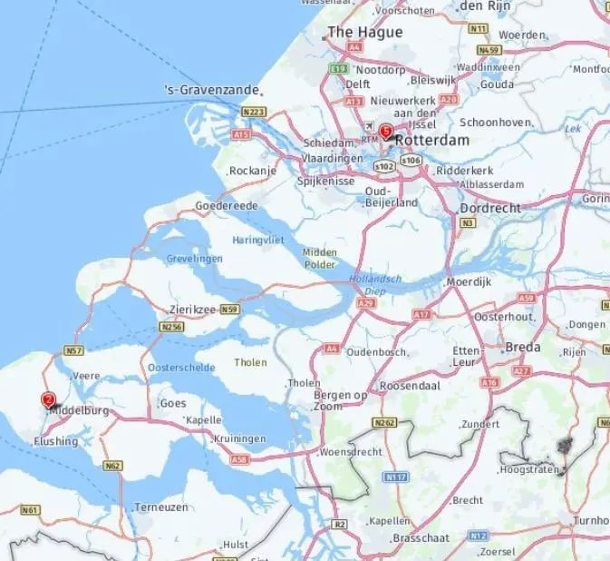 Tour map for Tulip Serenade - Belgium Waterways & Netherlands River Cruise