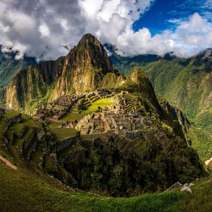 Machu Picchu, an ancient Incan citadel located in the Andes Mountains of Peru