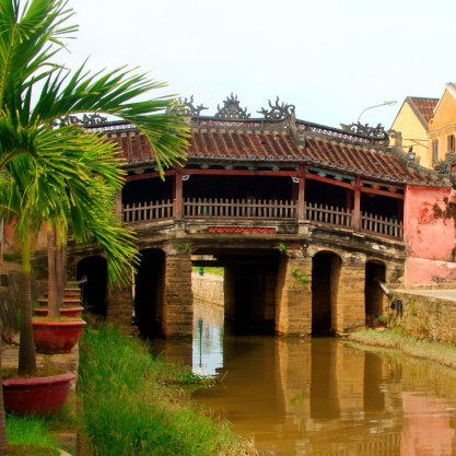 Japanese Covered Bridge, also known as the Cau Pagoda, in the ancient town of Hoi An, Vietnam. 