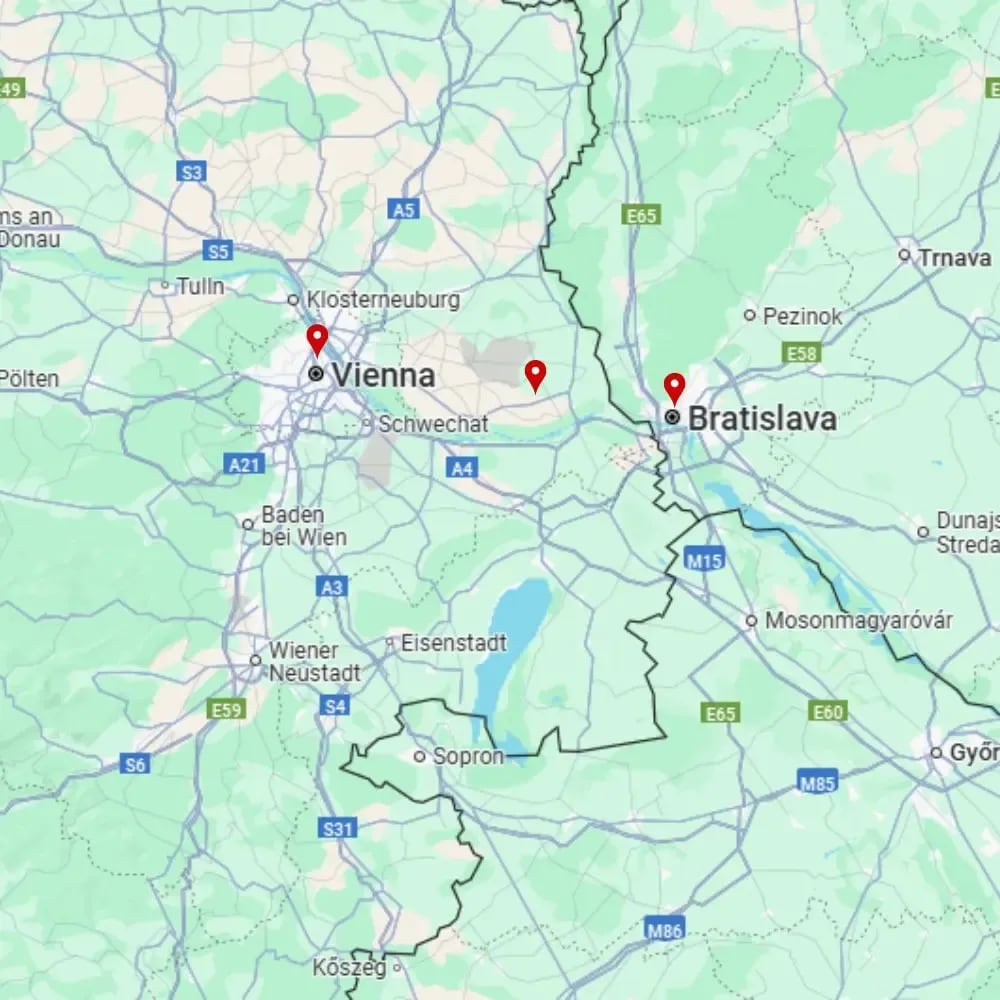 Tour map for Discover Vienna & Bratislava - Solo Traveller
