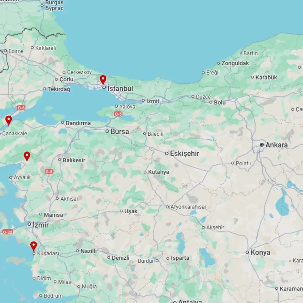 Tour map for Istanbul & Ancient Turkey