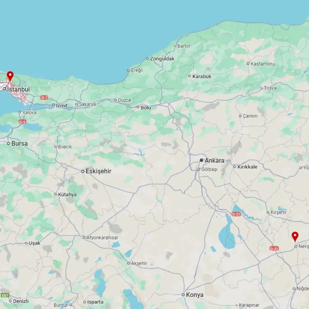 Tour map for Istanbul City Break incl. Cappadocia extension