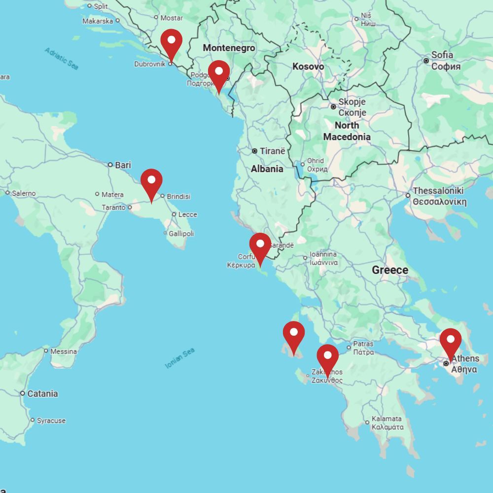 Tour map for Jewels of the Mediterranean Cruise