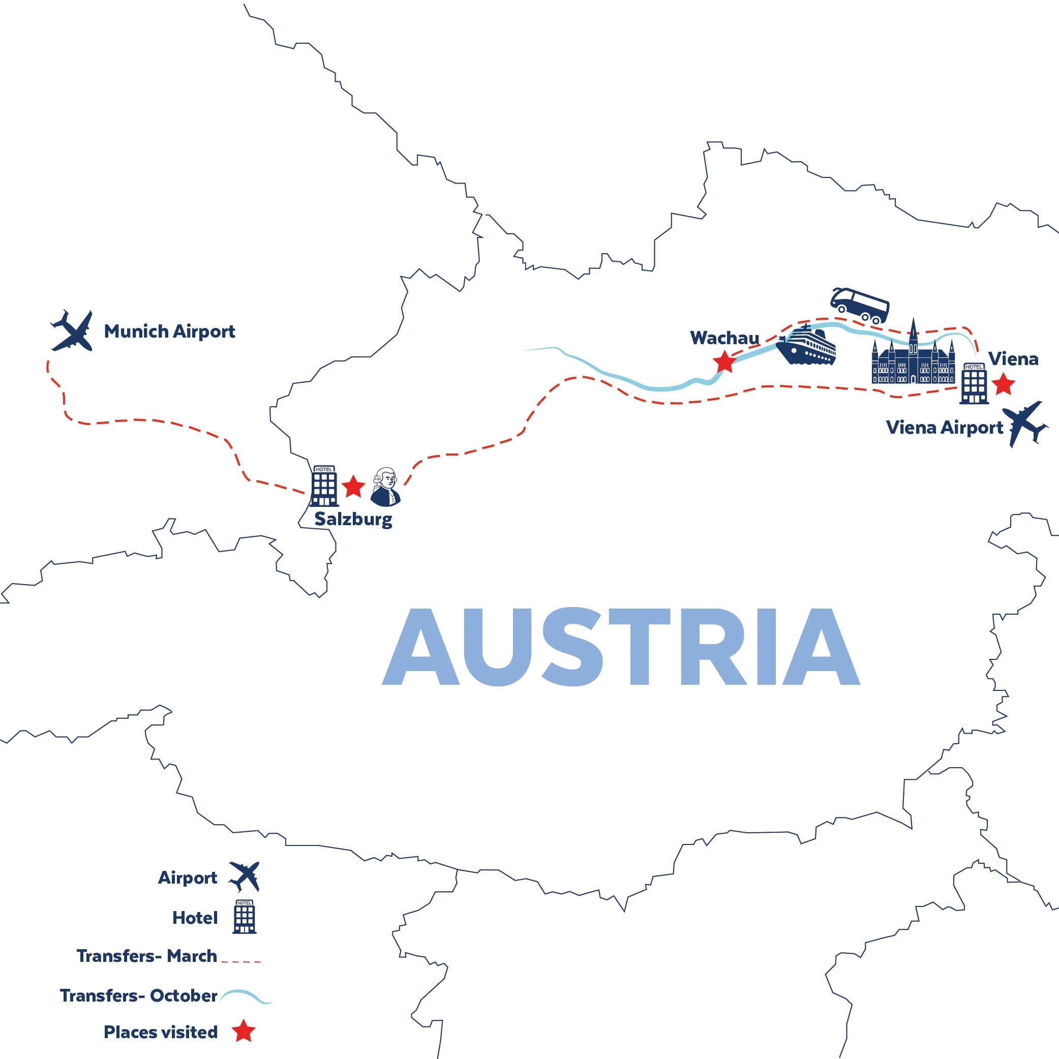 Tour map for Salzburg & Vienna