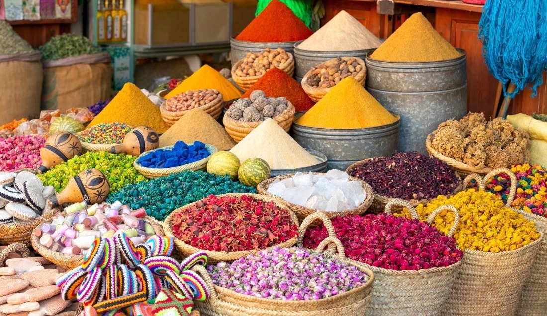 Discover the colourful spice markets and aromatic souks of Marrakech