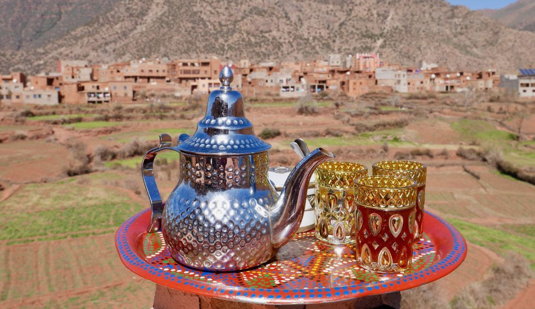 Savour a traditional Moroccan mint tea while taking in the breathtaking views of Ourika Valley