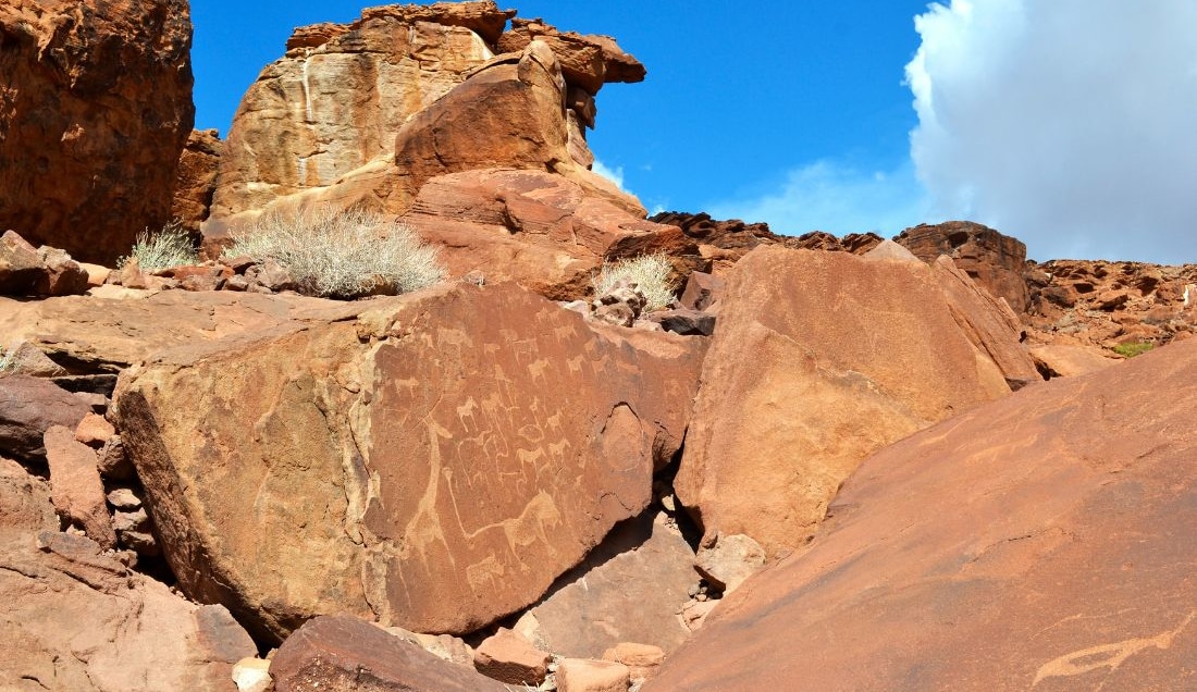 Marvel at ancient rock carvings in Twyfelfontein - a UNESCO World Heritage Site. 